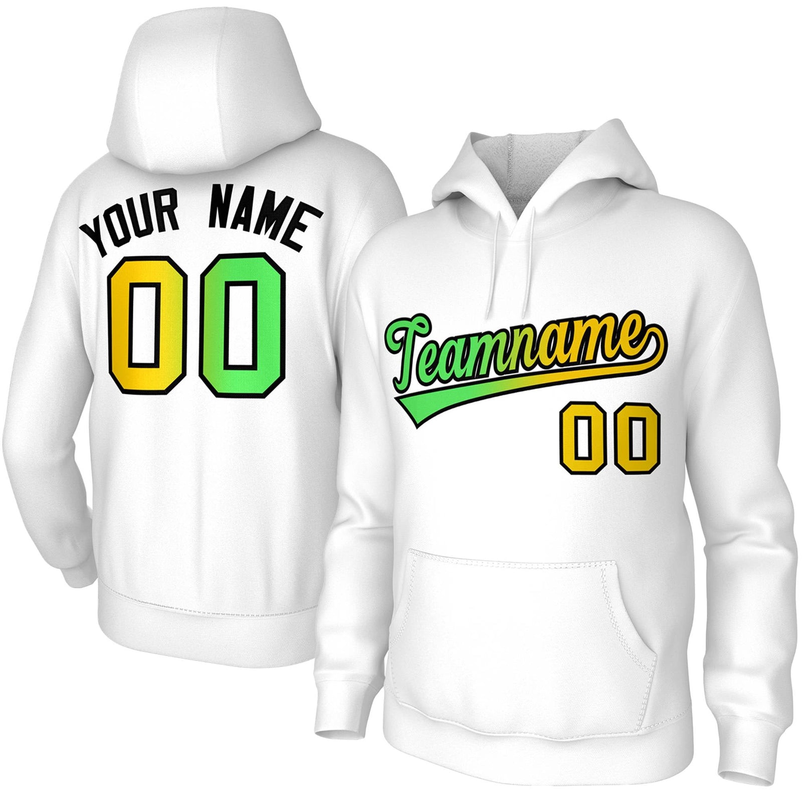 Custom Stitched White Gradient Fashion Sports Pullover Sweatshirt Hoodie