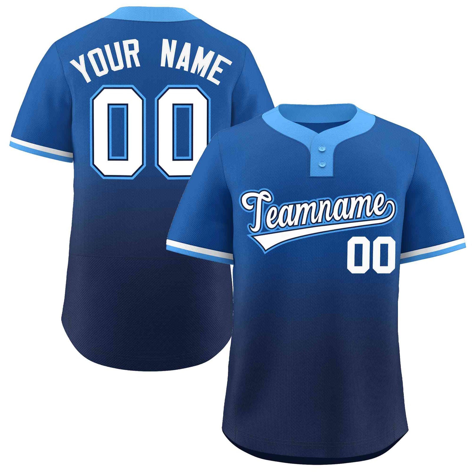 Custom Royal Navy White-Navy Gradient Fashion Authentic Two-Button Softball Jersey