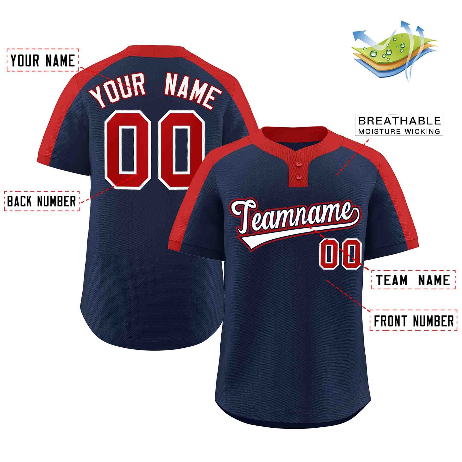 Custom Navy White-Navy Classic Style Authentic Two-Button Softball Jersey