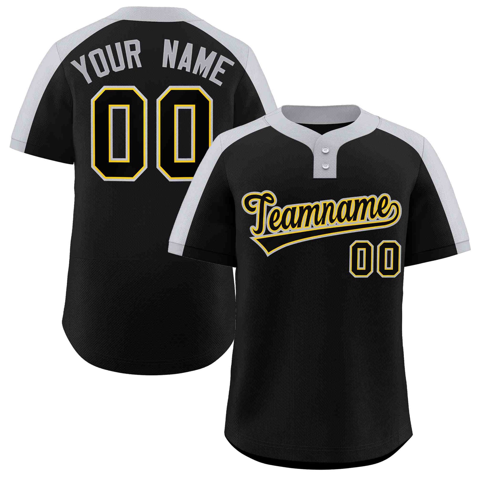 Custom Black Black-Gold Classic Style Authentic Two-Button Softball Jersey
