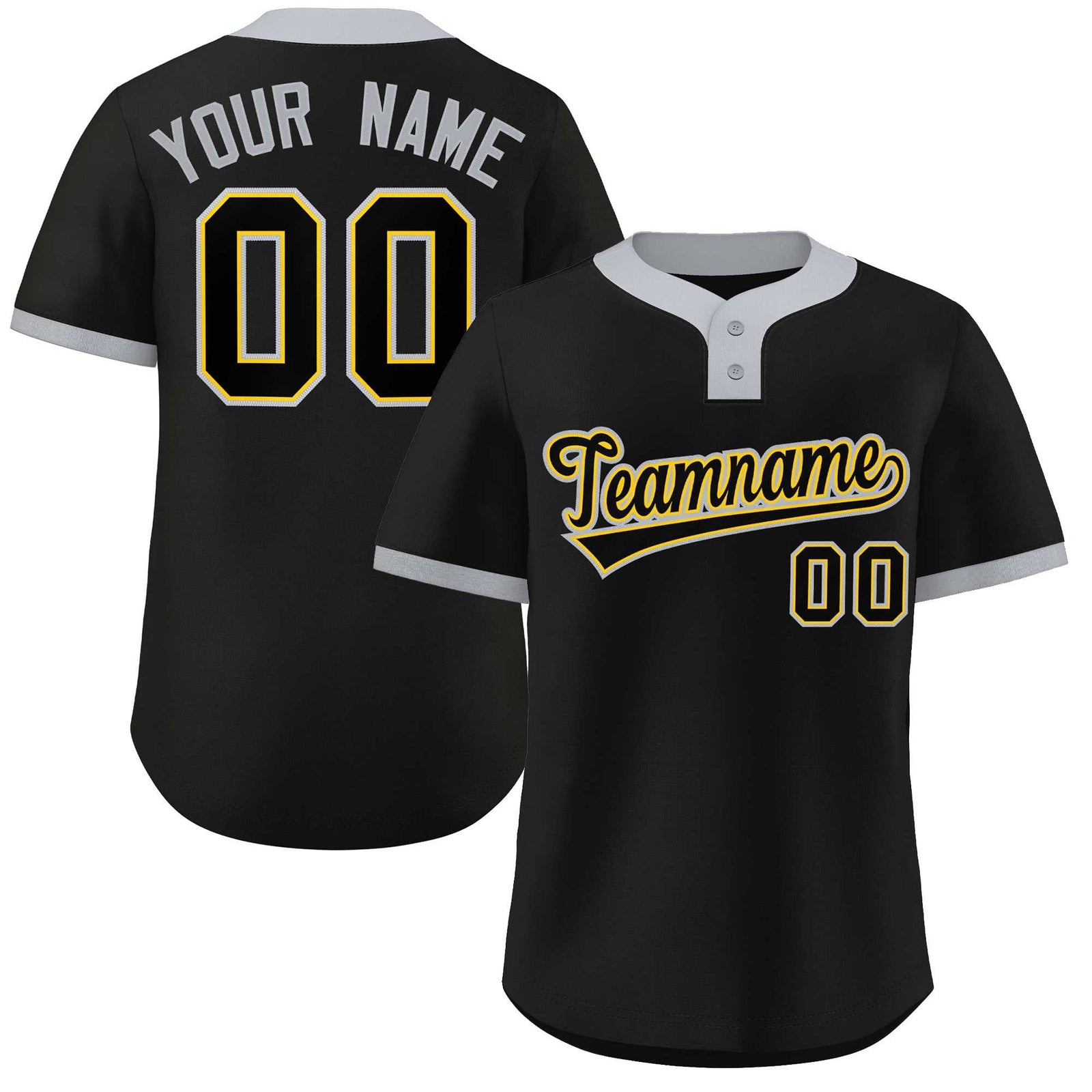 Custom Black Black-Gray Classic Style Authentic Two-Button Softball Jersey