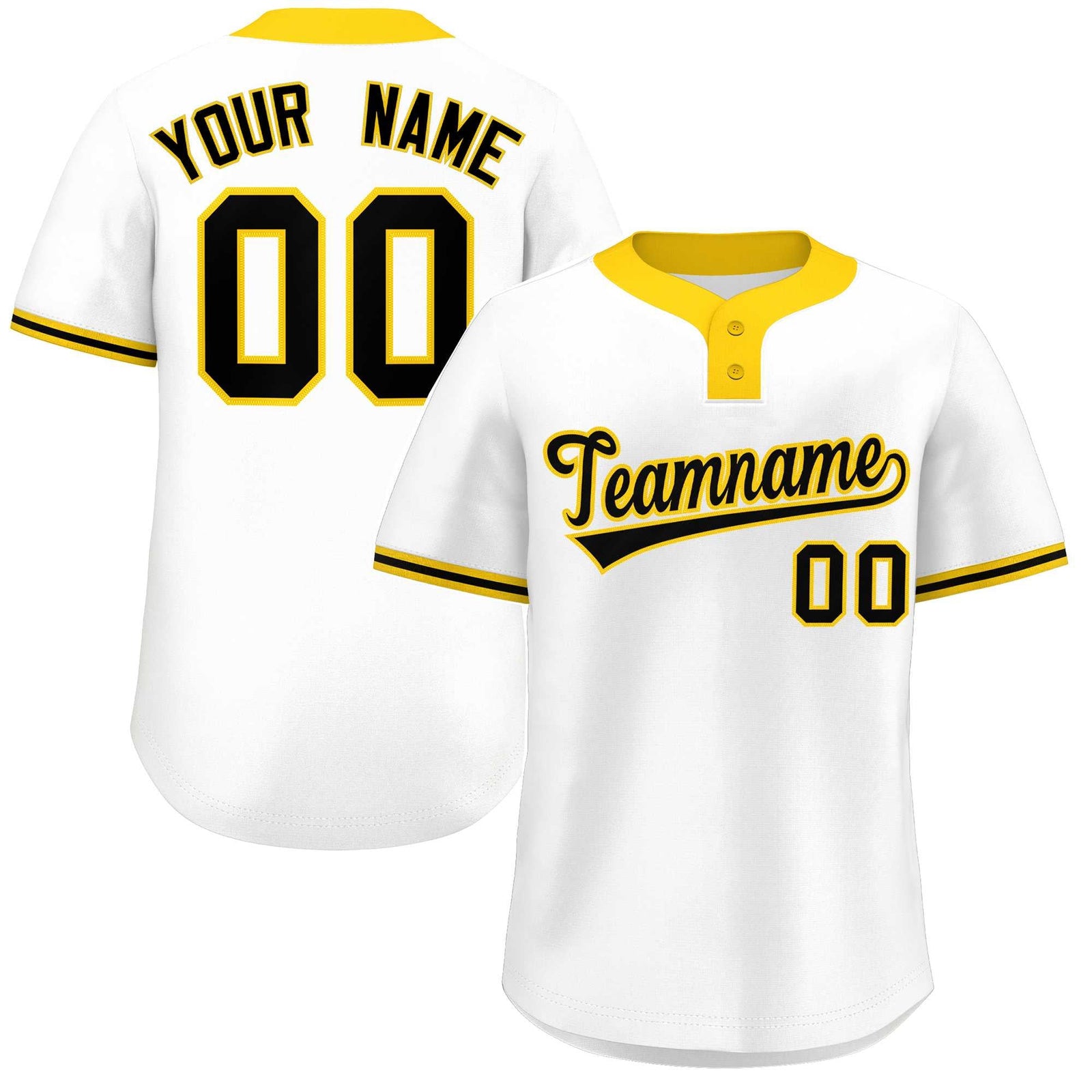 Custom White Black-Gold Classic Style Authentic Two-Button Softball Jersey