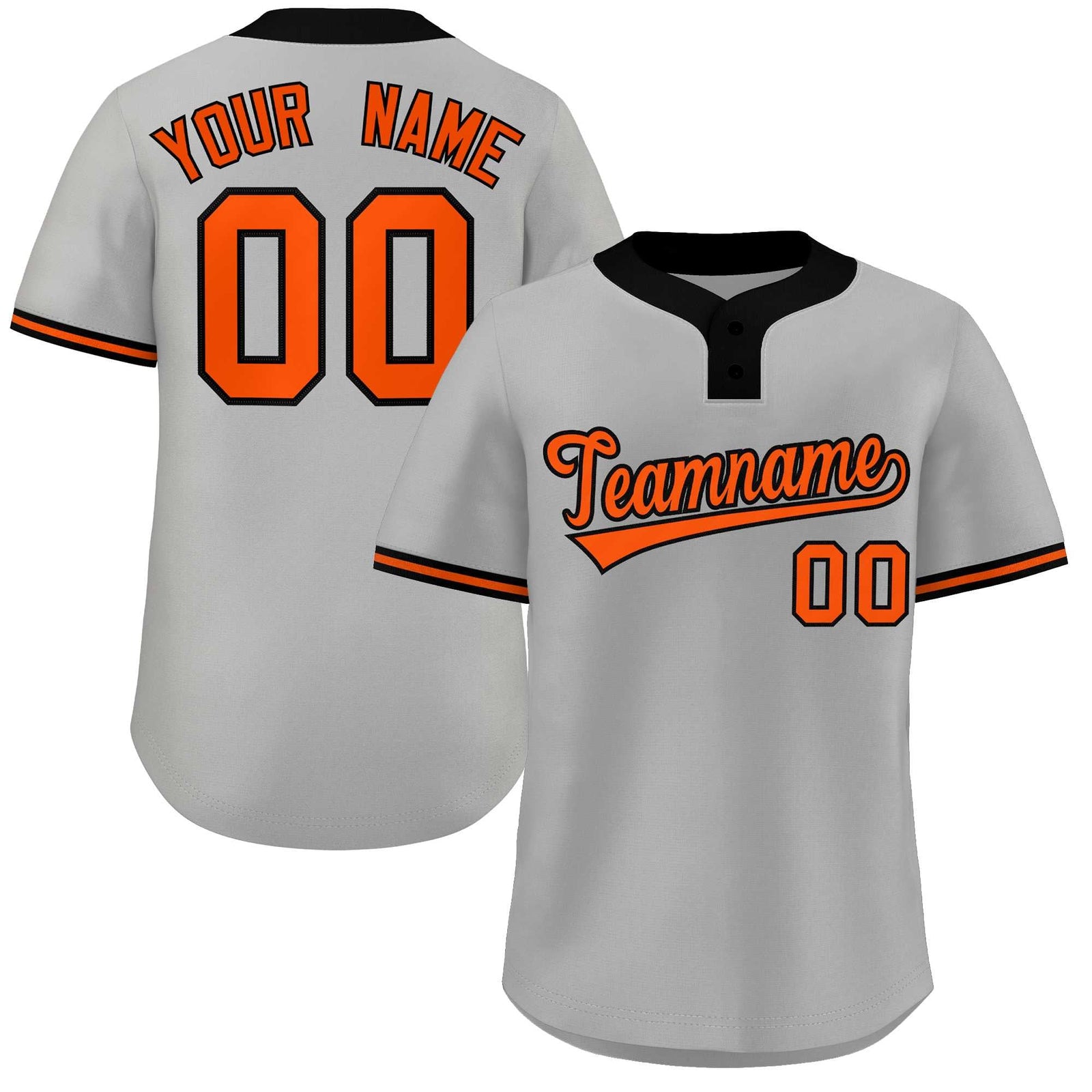 Custom Gray Orange-Black Classic Style Authentic Two-Button Softball Jersey