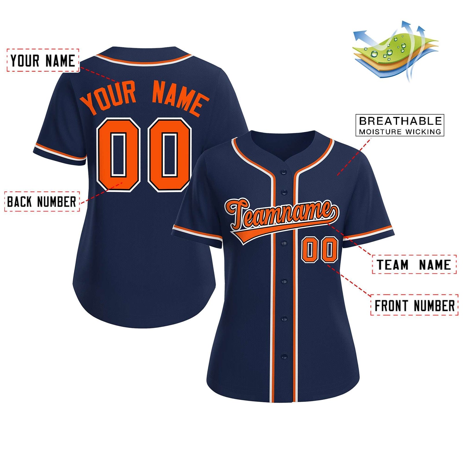 Blank Navy Blue Baseball Jersey