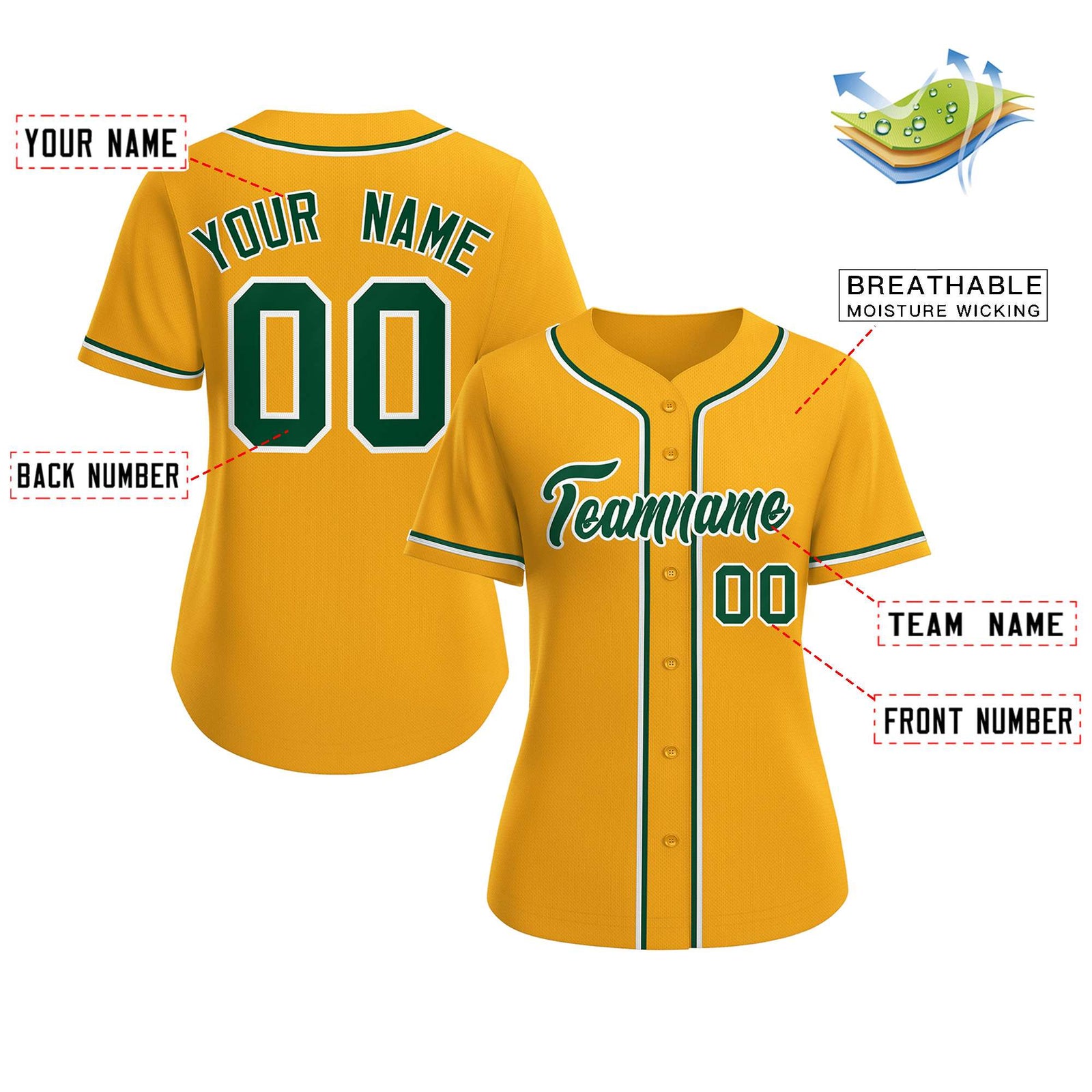 Gold Baseball Uniforms
