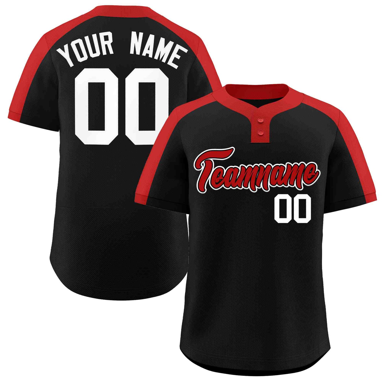 Custom Black Red-Black Classic Style Authentic Two-Button Softball Jersey