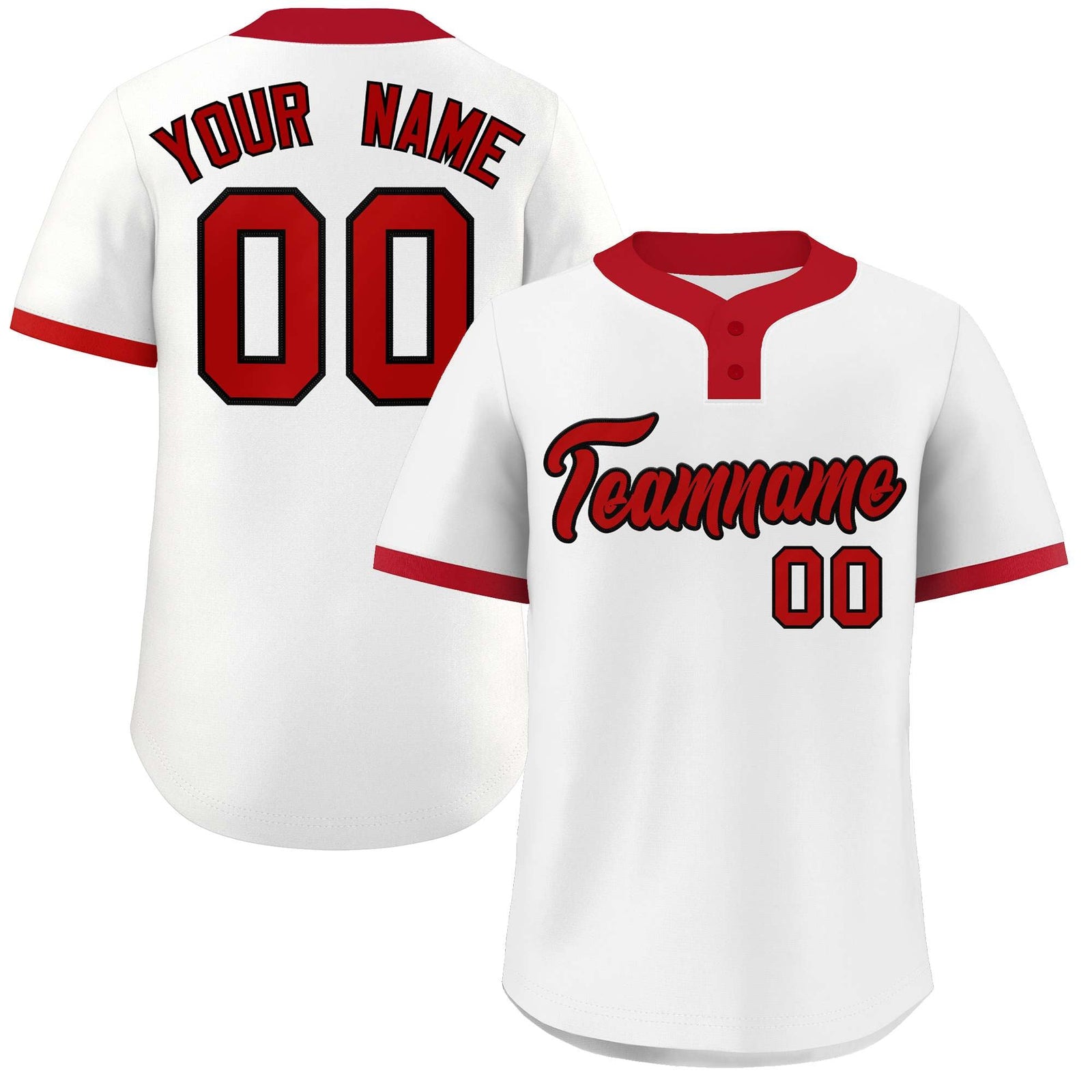 Custom White Red-Black Classic Style Authentic Two-Button Softball Jersey