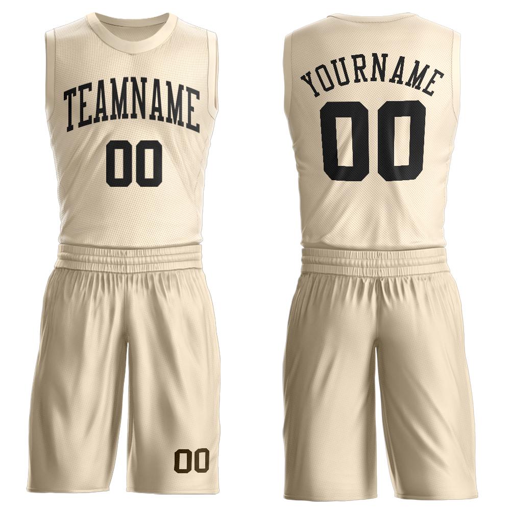 Custom Cream Black Classic Sets Basketball Jersey