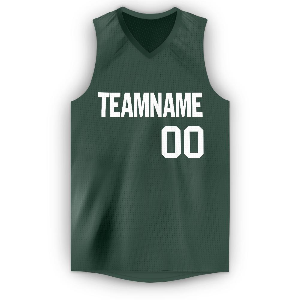 Custom Hunter Green White Classic Tops Breathable Basketball Jersey