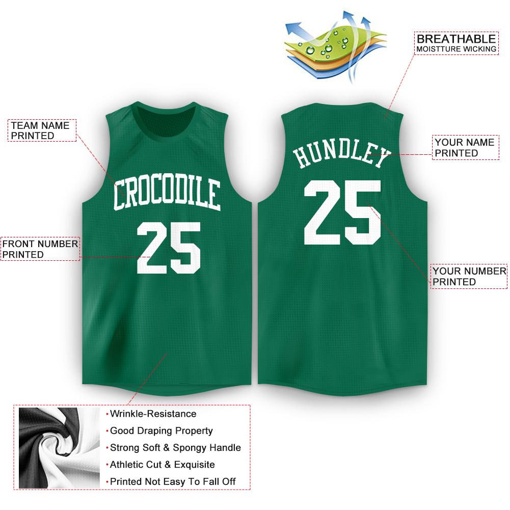 Custom Green White Classic Tops Fashion Sportwear Basketball Jersey