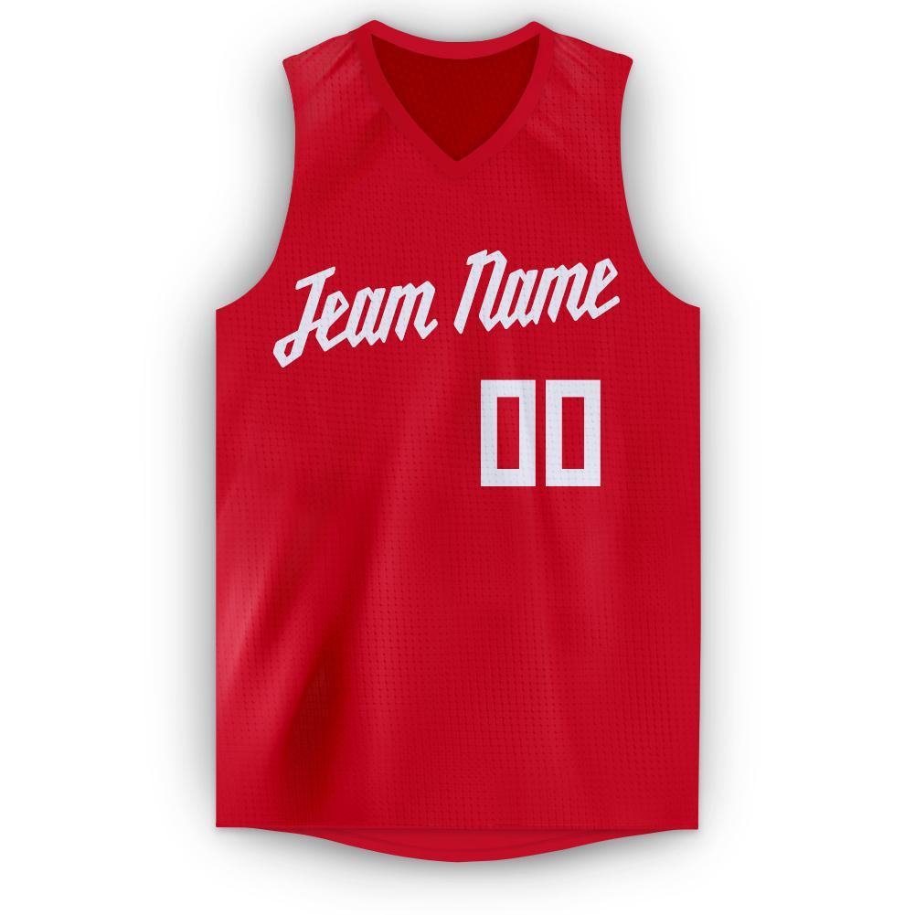 Custom Red White Classic Tops Sport Game Basketball Jersey