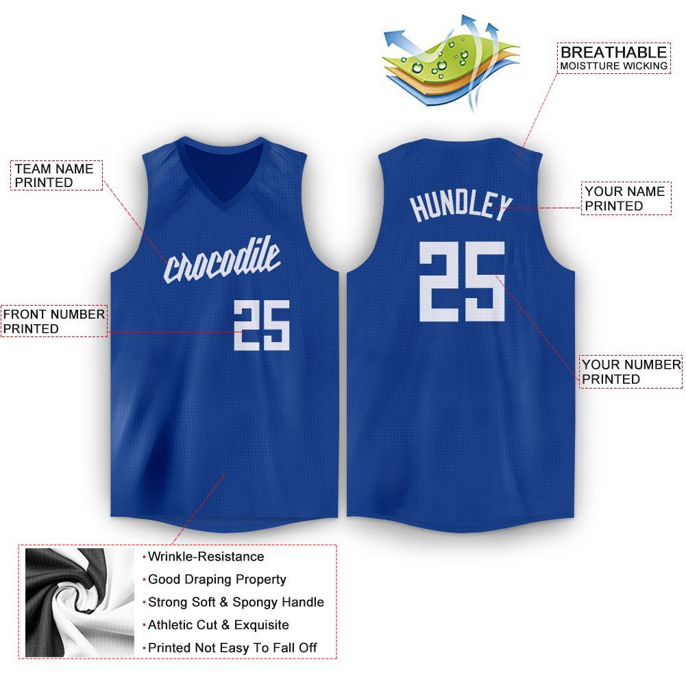 Custom Royal White Classic Tops Sport Game Basketball Jersey