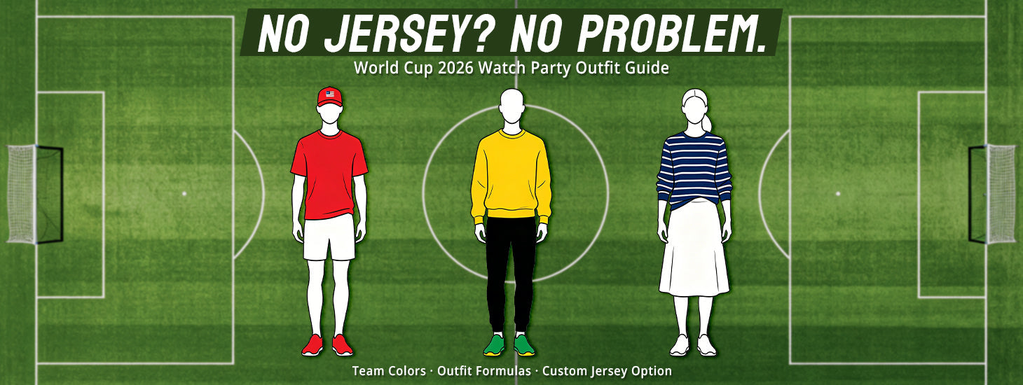 KXK World Cup 2026 watch party outfit guide, no jersey no problem casual looks on soccer field background