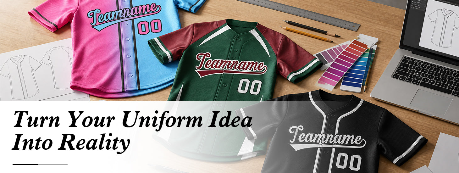 Custom baseball jersey design showcasing personalized team uniform creation workspace with color palettes and digital mockup tools
