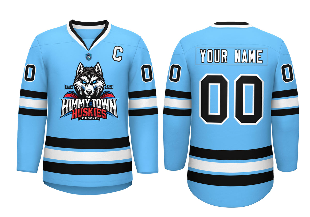 VVHL Custom Himmytown Huskies Blue White Hockey Jersey
