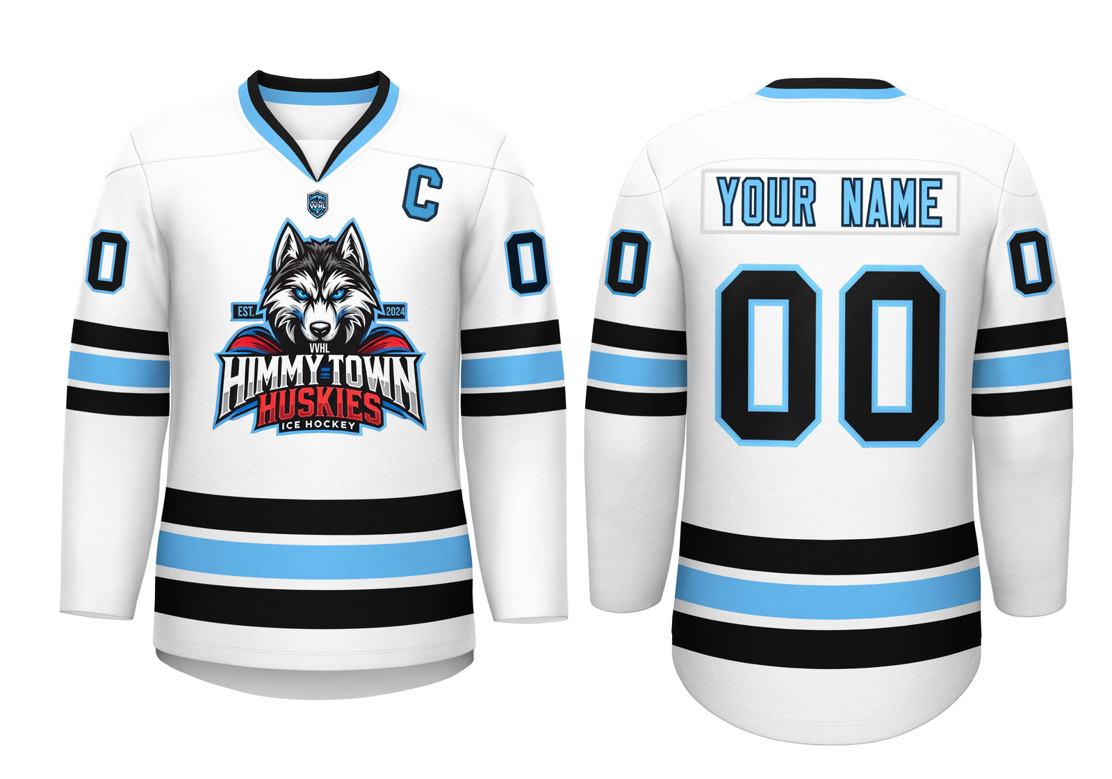 VVHL Custom Himmytown Huskies Blue White Hockey Jersey