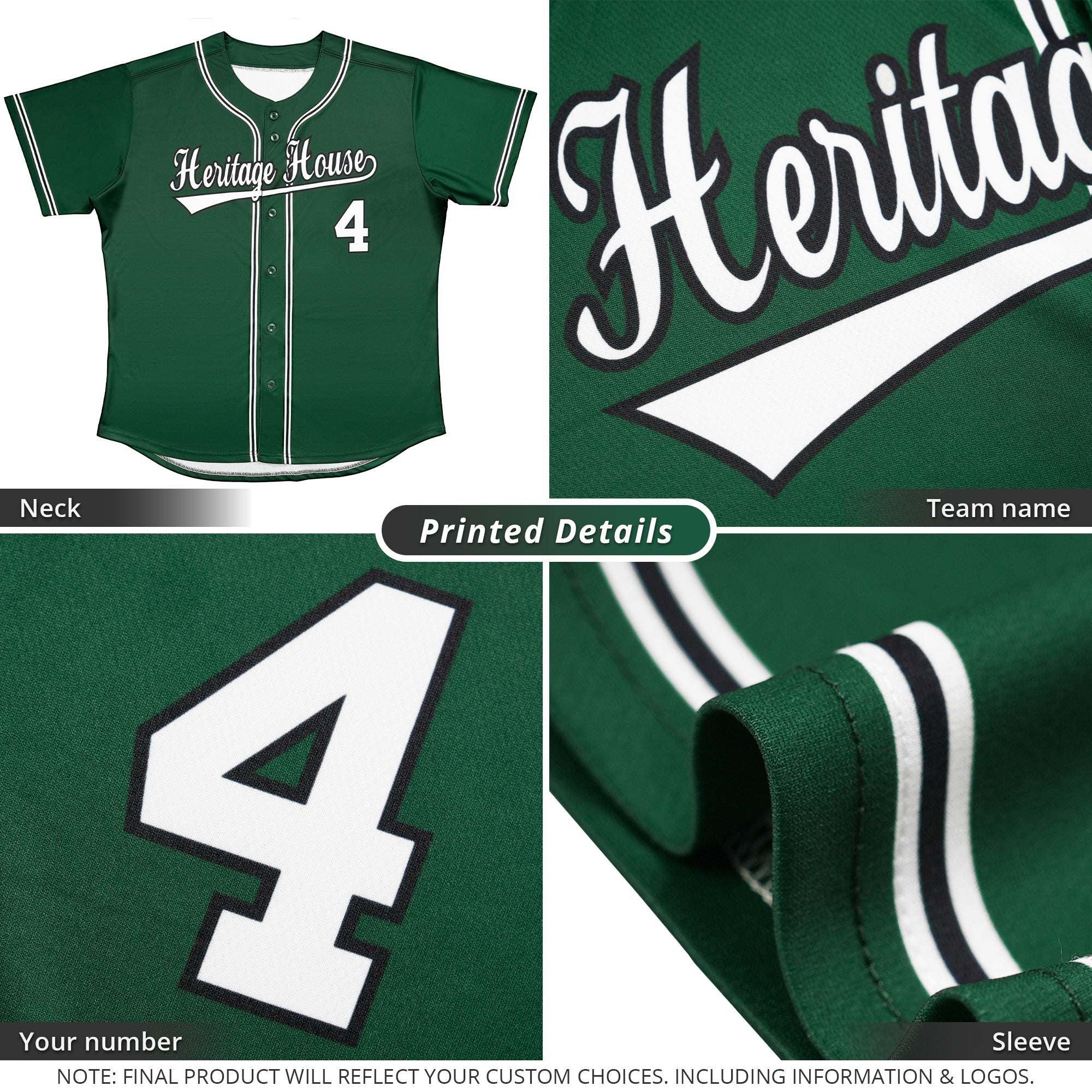 Custom Green White-Black Classic Style Authentic Baseball Jersey