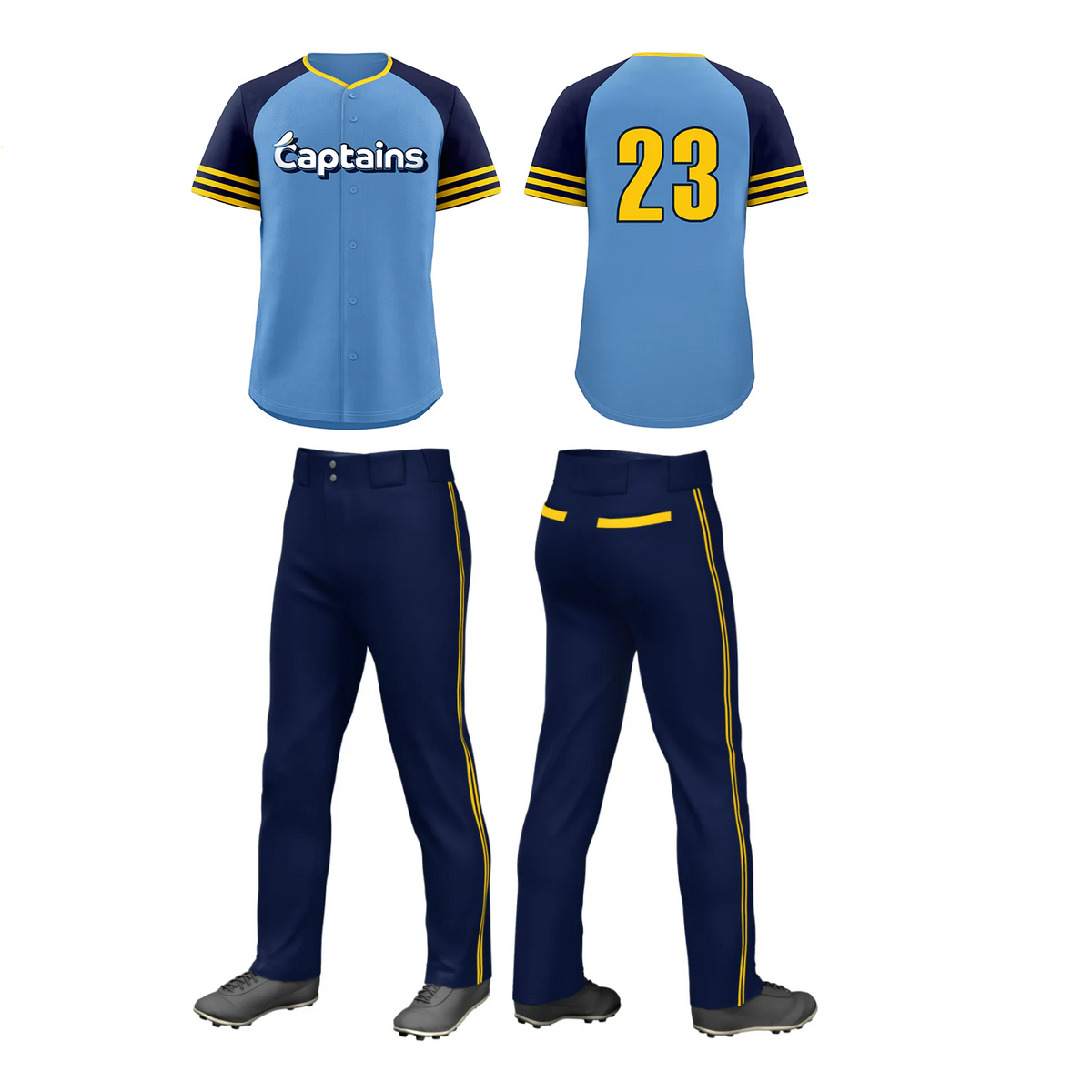 Fans-Made | Custom Light Blue Navy Classic Style  Baseball Uniform Jersey/Pants Package For Team