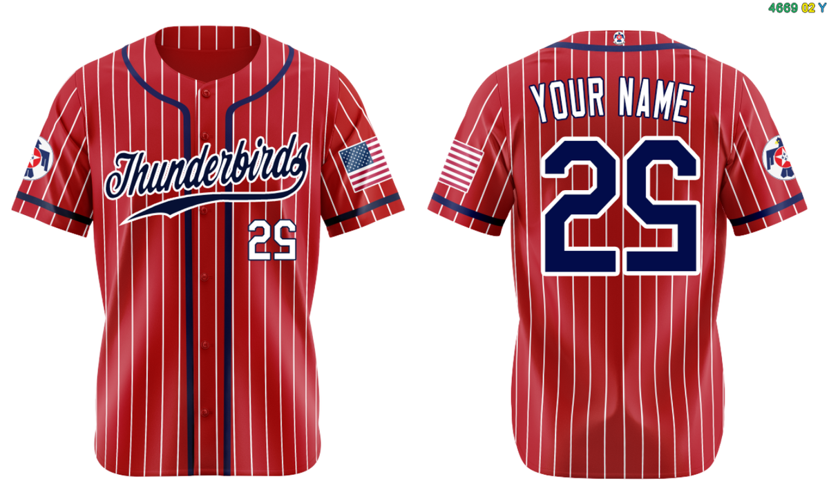 Custom White Navy Red Pinstrips Baseball jersey-USAF