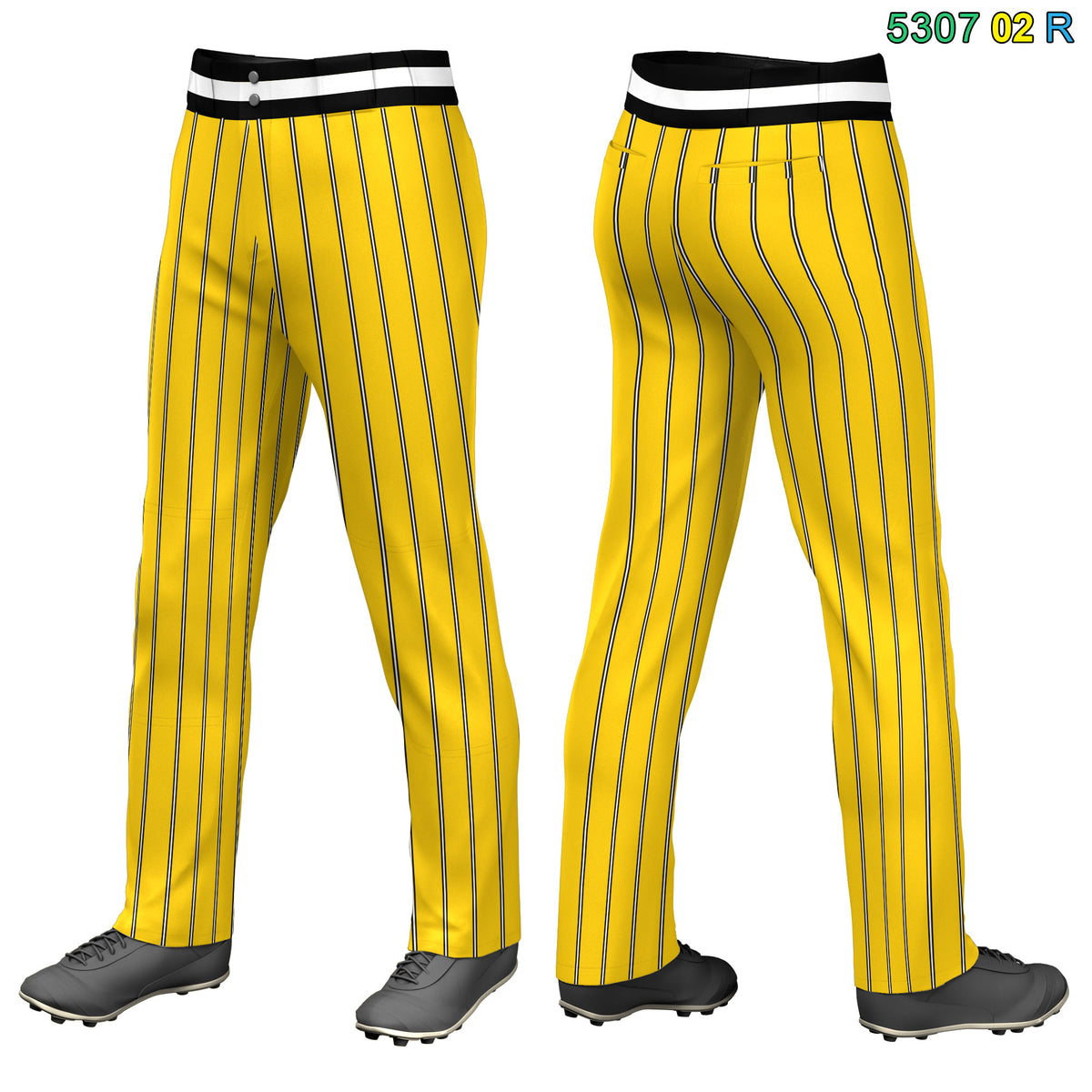 Custom Gold Black Pinstripe Fit Stretch Practice Loose-fit Baseball Pants