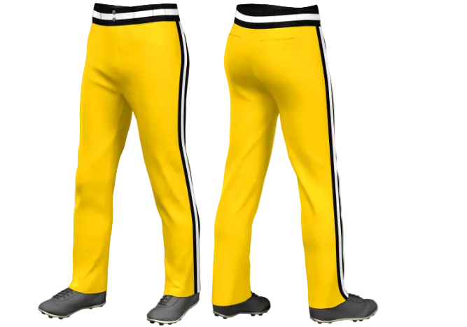 Custom Gold Black Classic Fit Stretch Practice Loose-fit Baseball Pants