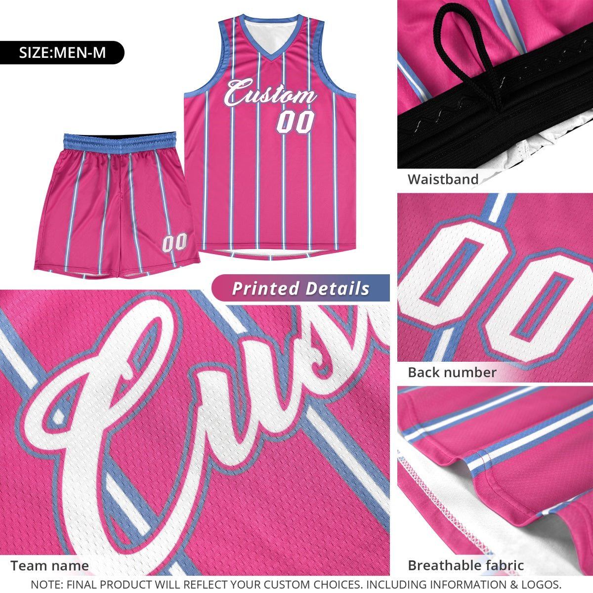 Custom Royal Blue Red White Vertical Stripes Single Sided Sets Basketball Jersey | For Men,Stitched,Perfect for Training,Add Name and Numbern | KXKSHOP