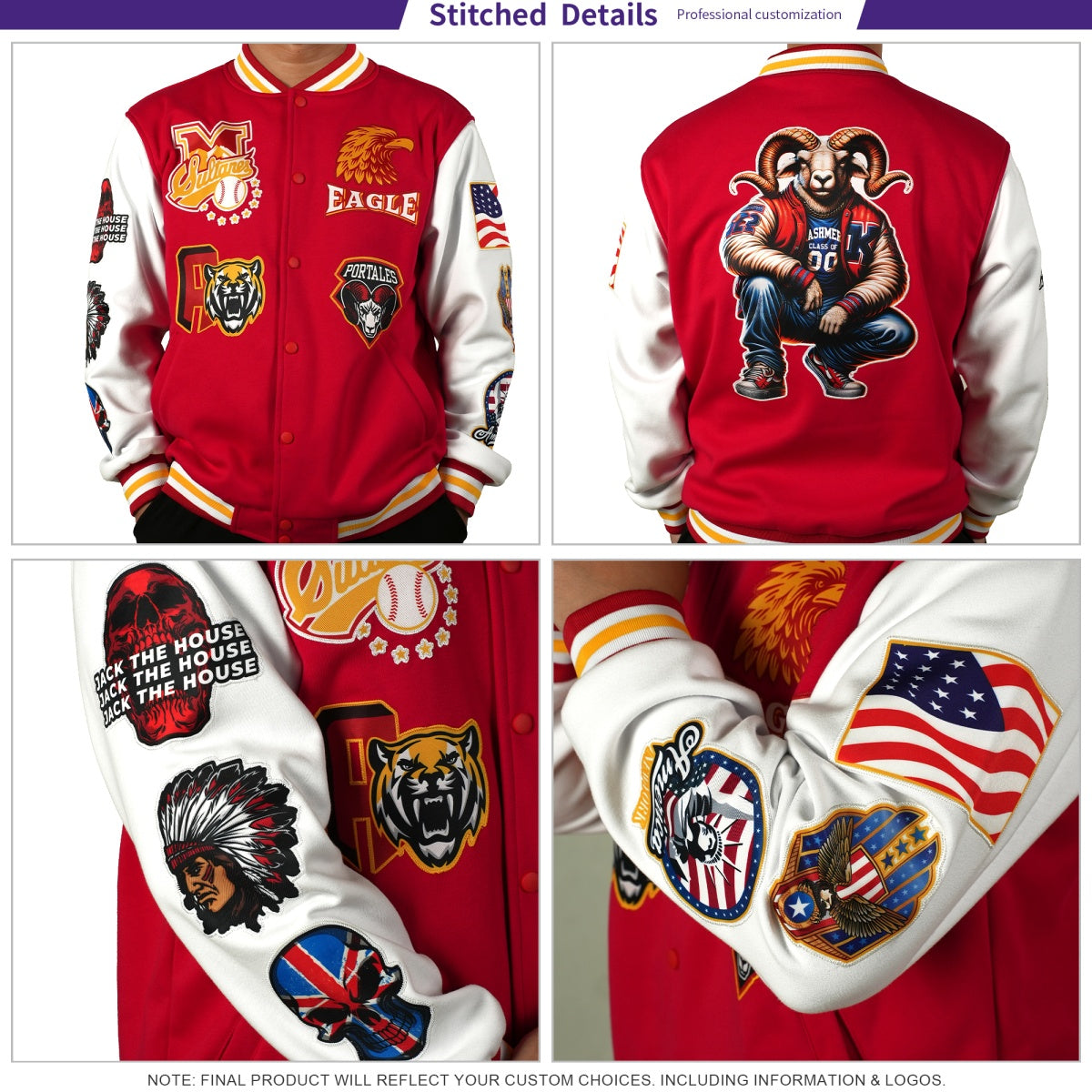 Custom Black Old Gold White Raglan Sleeves Classic Style Letterman Cotton Fabric Jacket| KXKSHOP