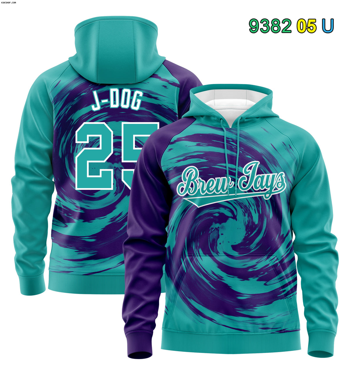 Fans-Made |Custom Purple Aqua Swirl Graffiti Pattern Sweatshirt Hoodie¨C Available for Reorder