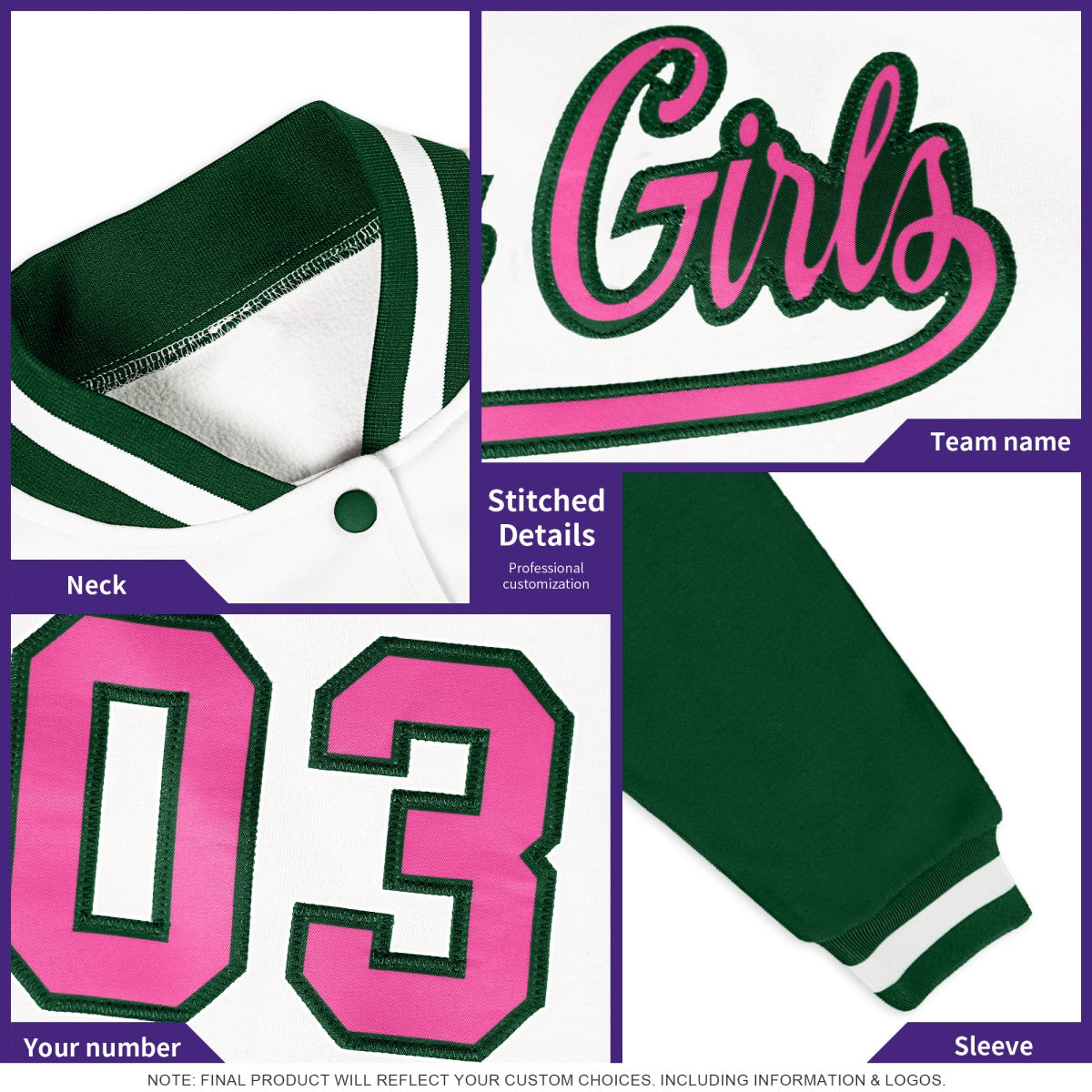 Custom Pink Light Blue White Classic Style Full-Snap Breathable Jacket| KXKSHOP