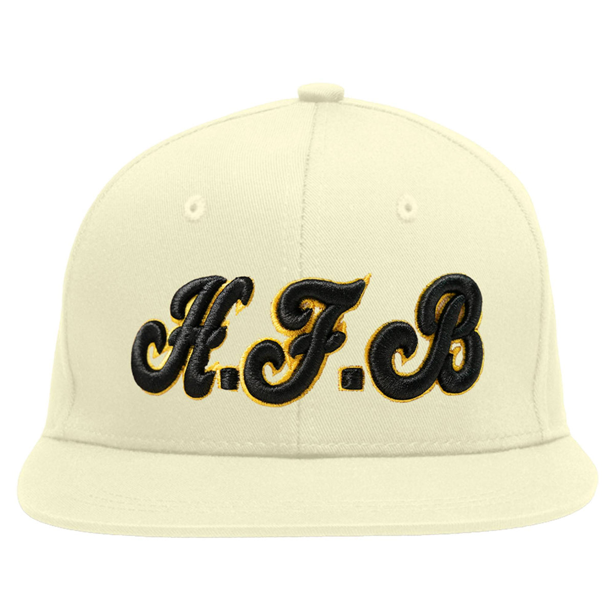 Custom White 3D Puff Embroidery Flat Embroidery Flat Eaves Sport Baseball Cap Design for Men/Women/Youth-cream1