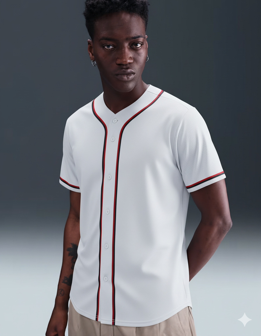White Red-Black Classic Style Baseball Jersey For Men