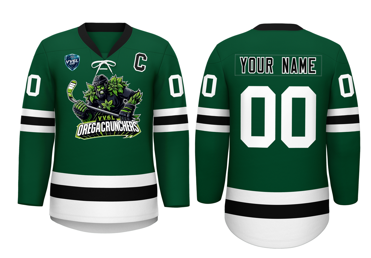 VV6L Custom Orega Crunchers Green White Hockey Jersey