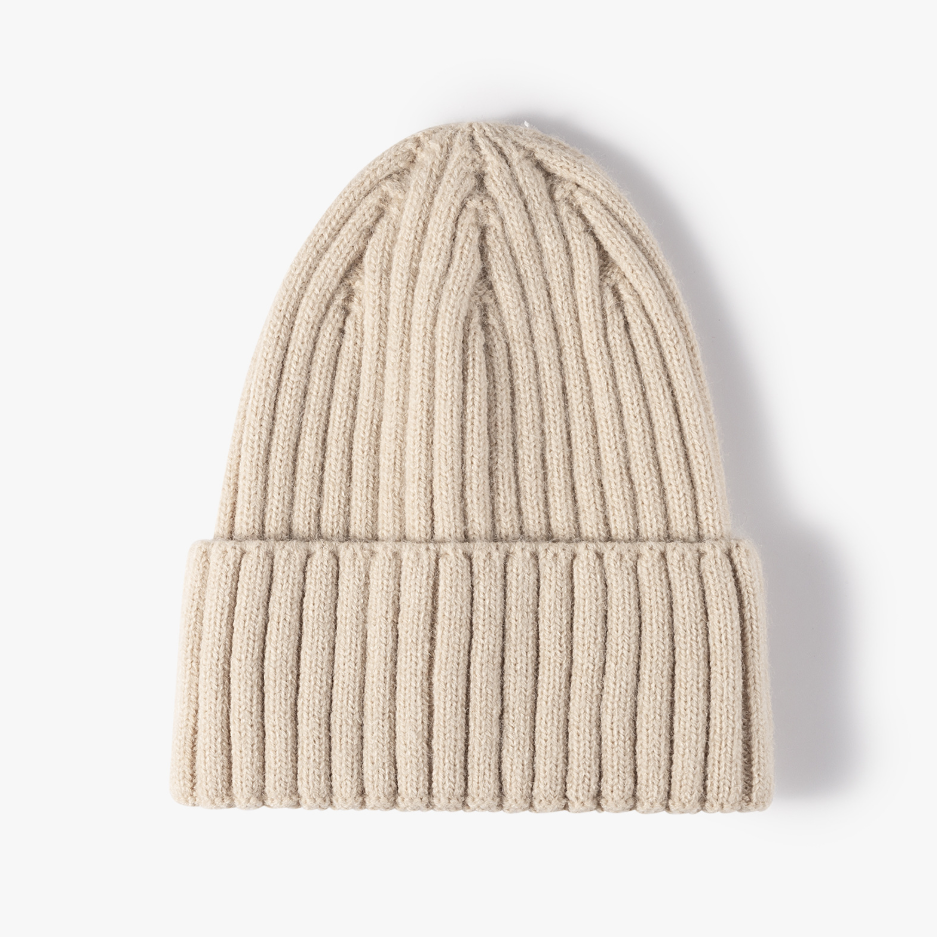 Custom Winter Unisex Solid Color Warm Soft Hiphop Knitted Hat Cuffed Skull Beanie Cap