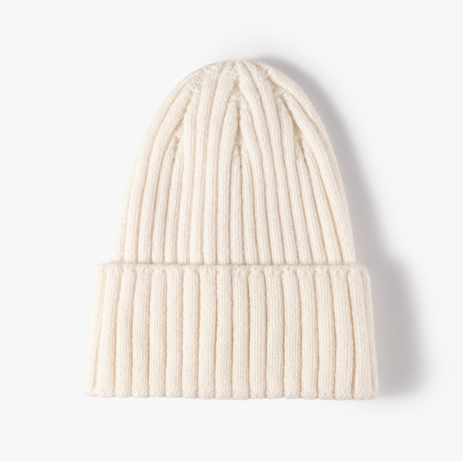 Custom Winter Unisex Solid Color Warm Soft Hiphop Knitted Hat Cuffed Skull Beanie Cap