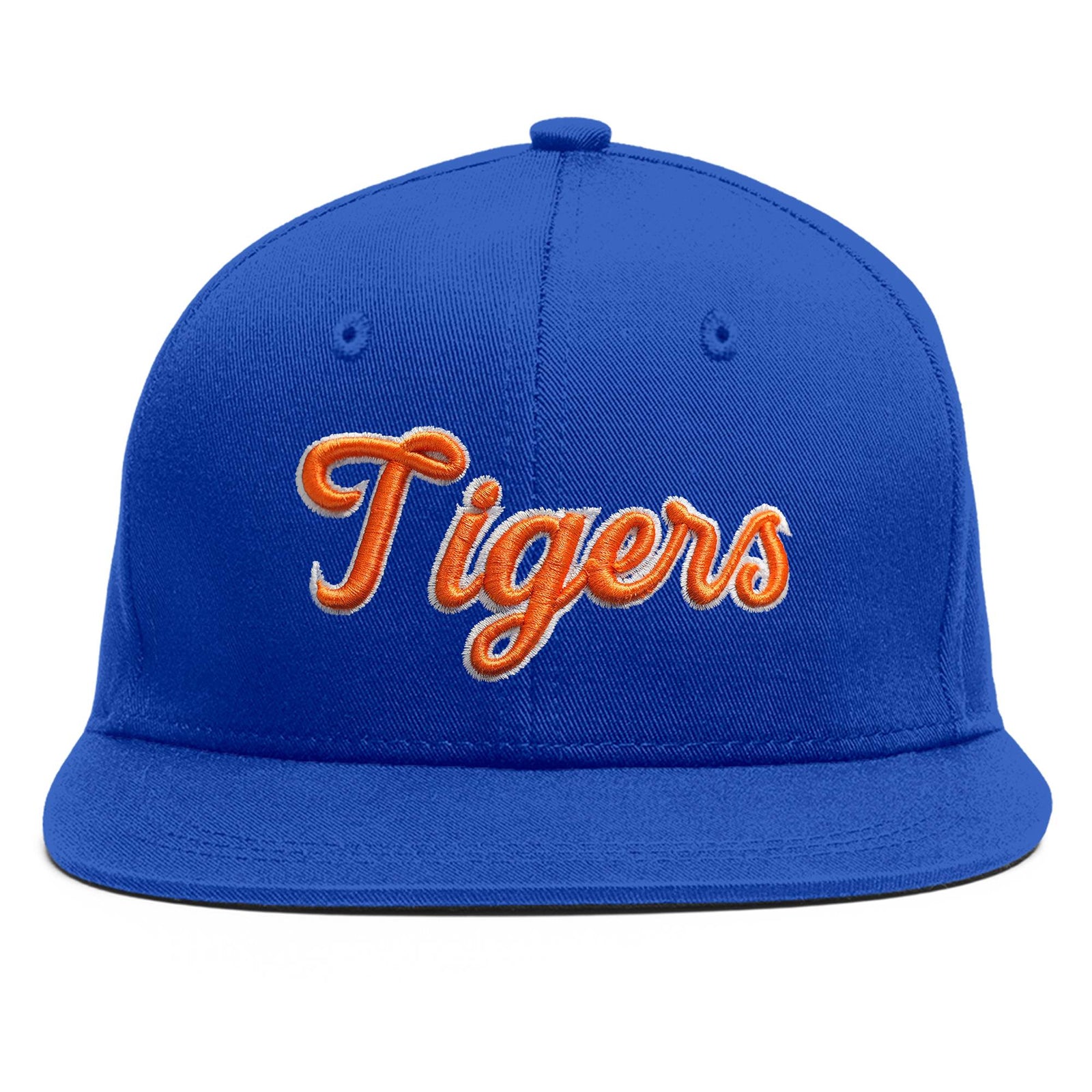 Custom White 3D Puff Embroidery Flat Embroidery Flat Eaves Sport Baseball Cap Design for Men/Women/Youth-Blue