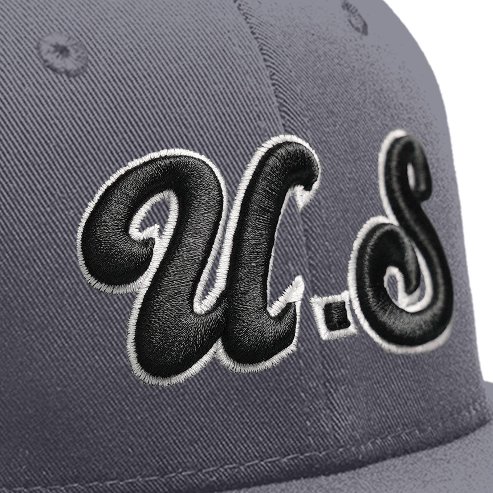 Custom White 3D Puff Embroidery Flat Embroidery Flat Eaves Sport Baseball Cap Design for Men/Women/Youth-Grey