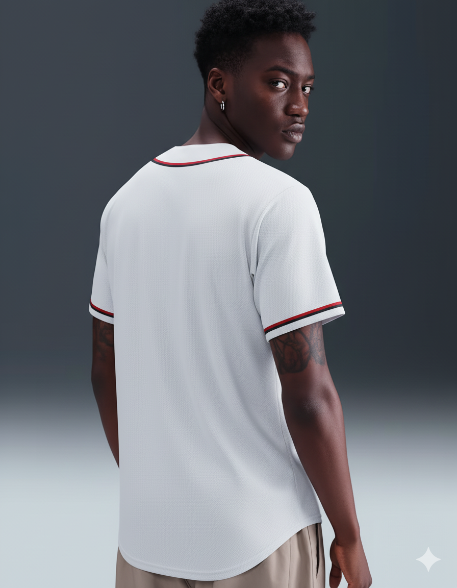 White Red-Black Classic Style Baseball Jersey For Men