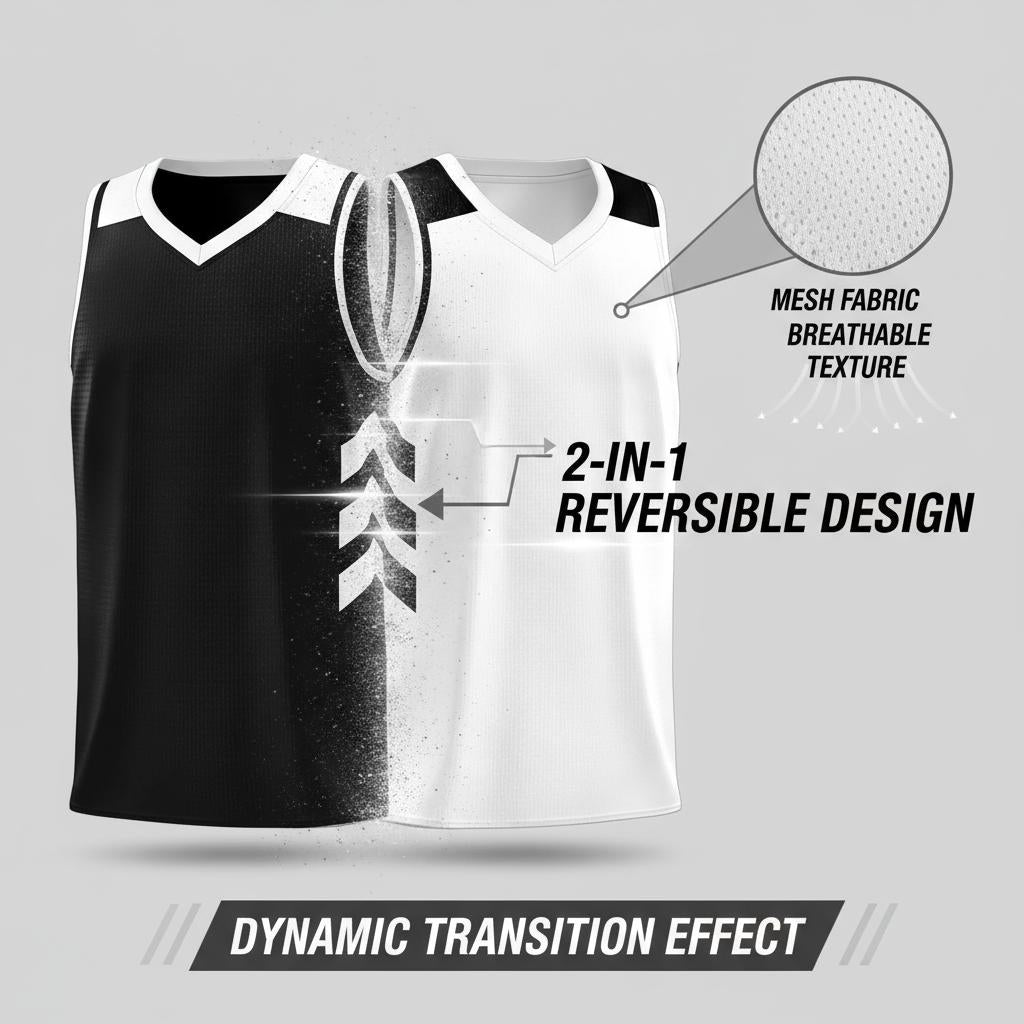 Black White Double Side Tops Basketball Jersey For Men