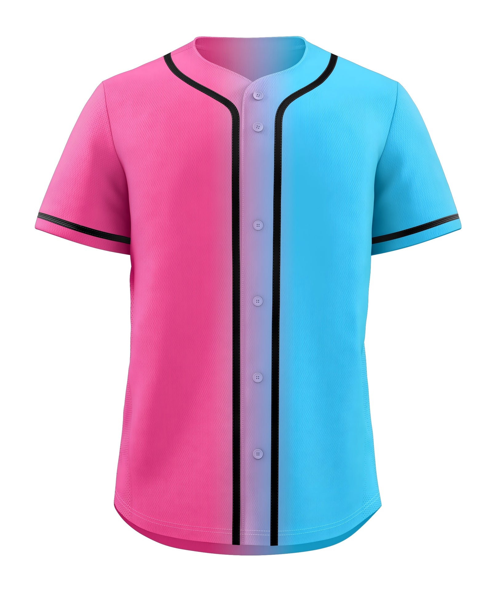 Pink Blue-Black Gradient Fashion Baseball Jersey For Men
