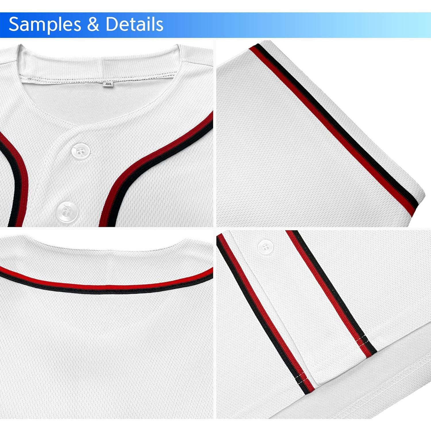 White Red-Black Classic Style Baseball Jersey For Men