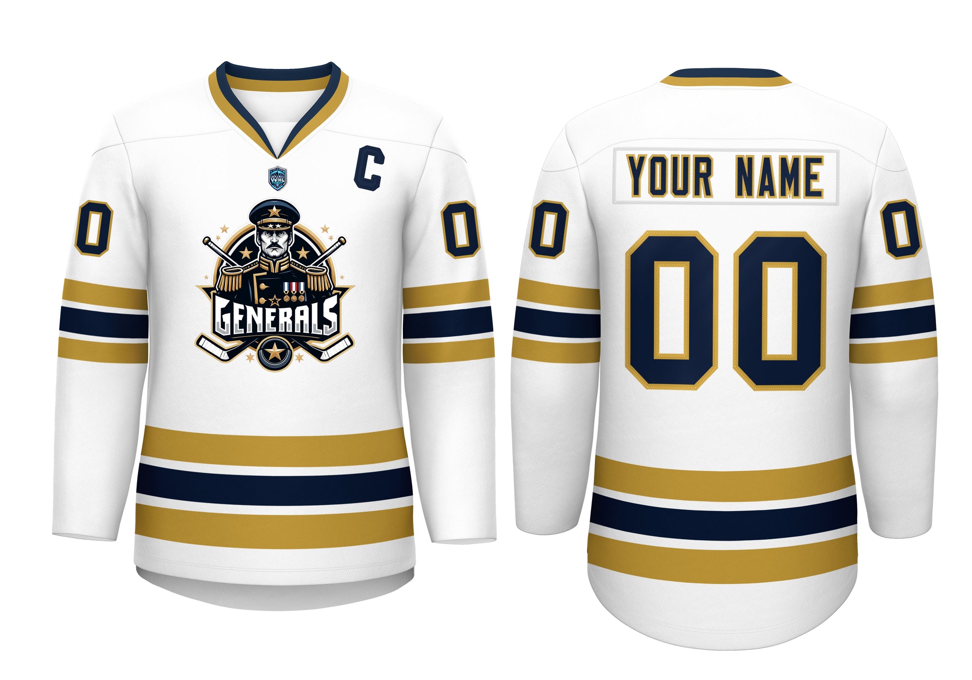VVHL Custom Generals Navy White Hockey Jersey