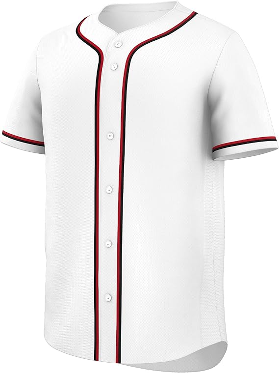 White Red-Black Classic Style Baseball Jersey For Men