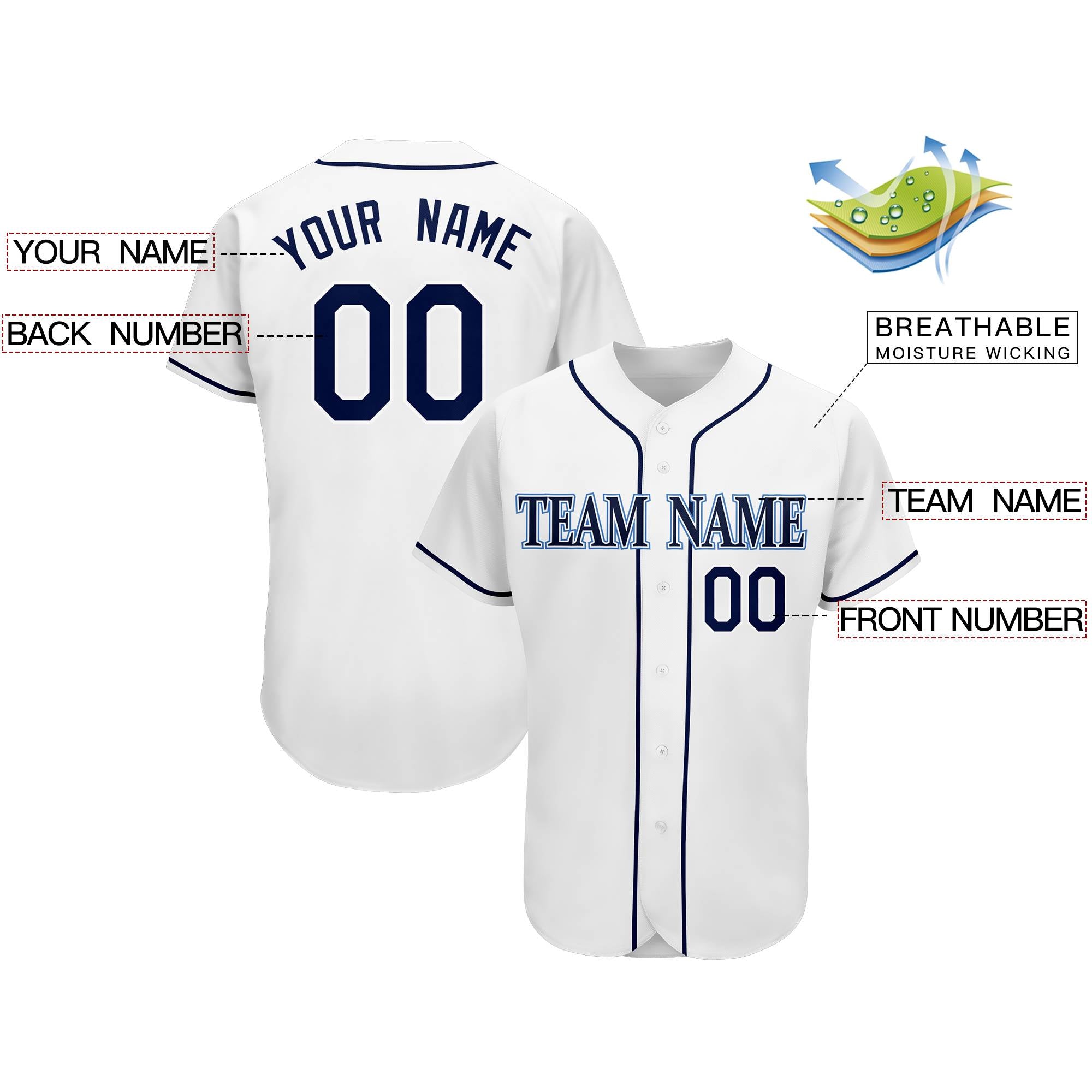 Custom White Team Classic Authentic Baseball Jersey