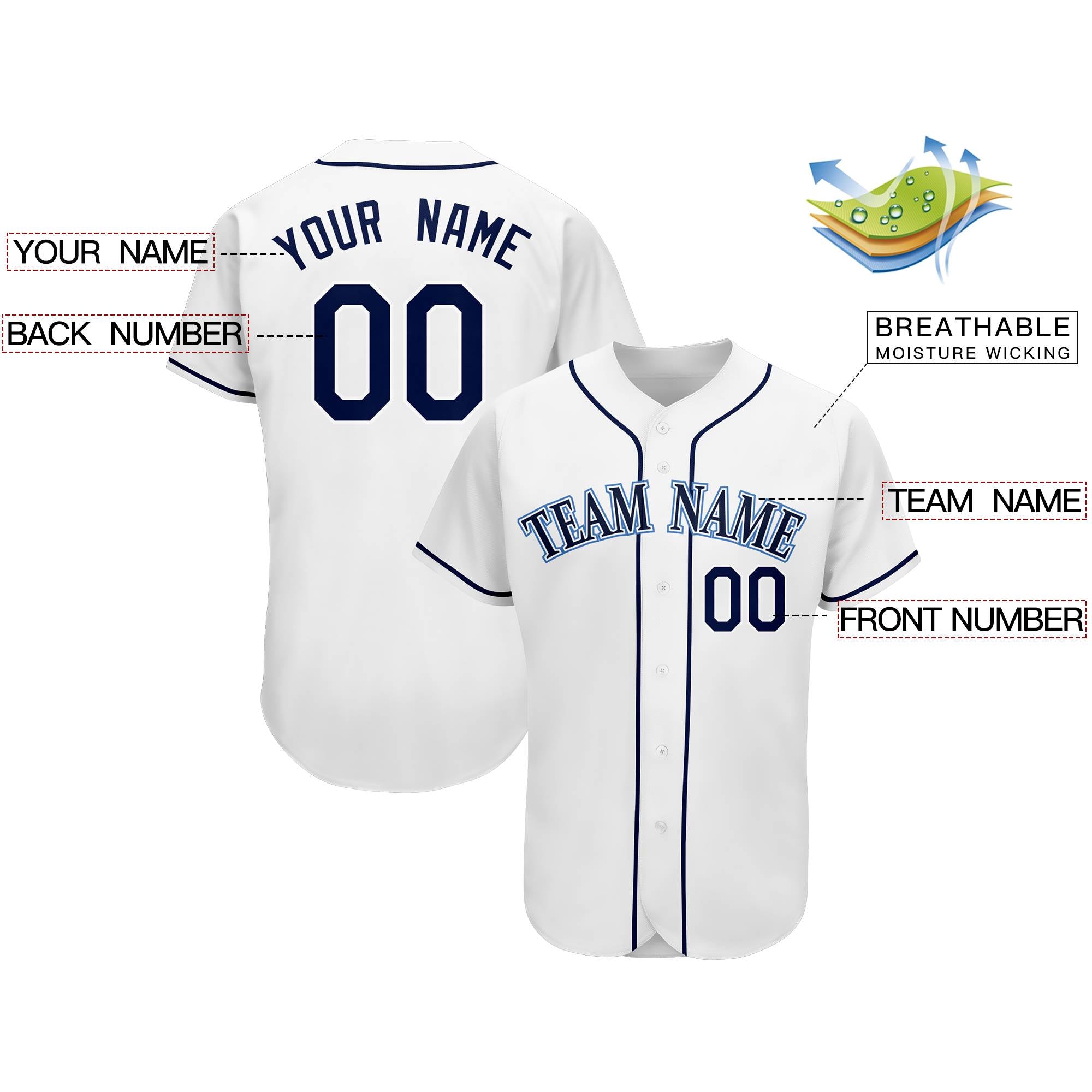 Custom White Team Classic Authentic Baseball Jersey