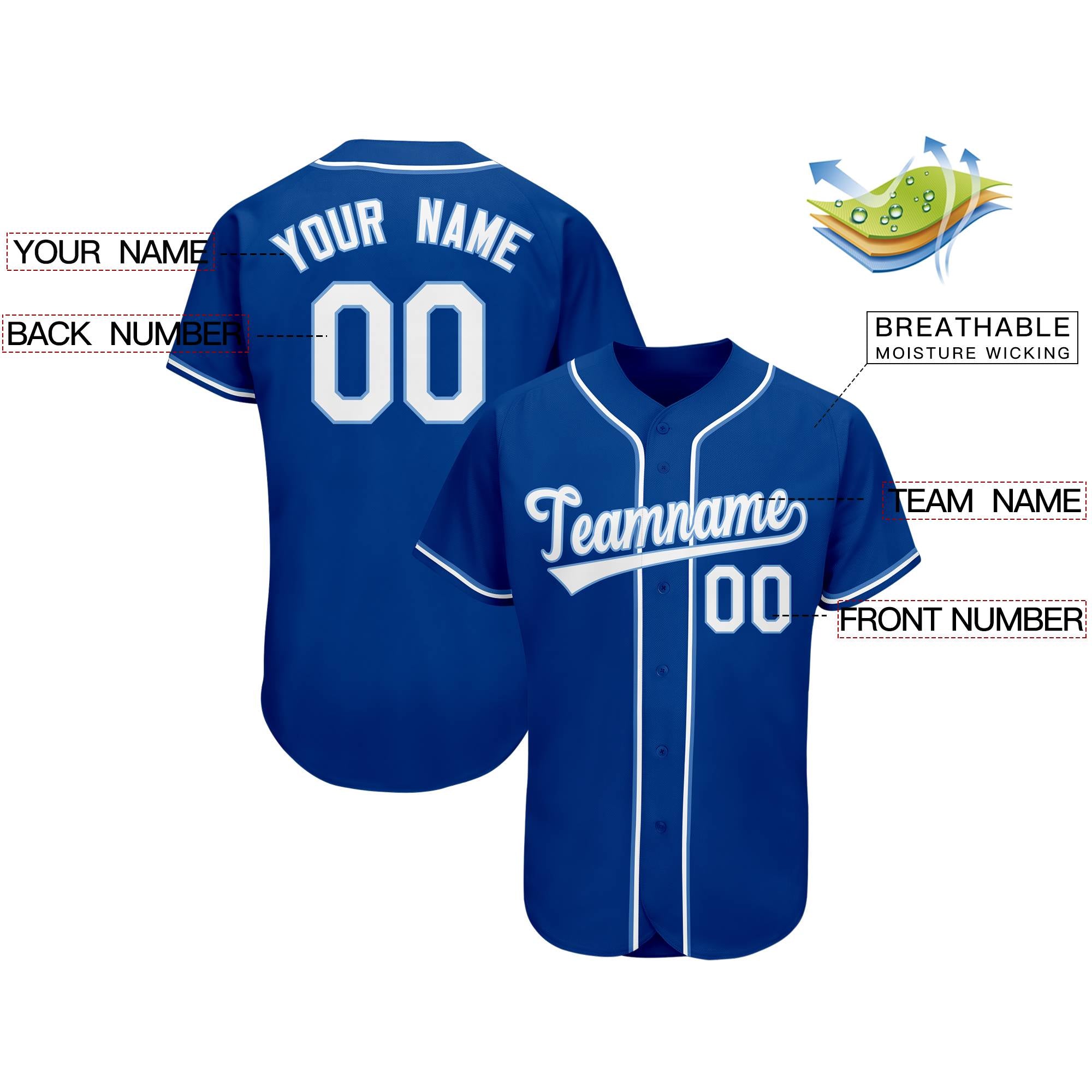 Custom Royal Team Classic Authentic Baseball Jersey