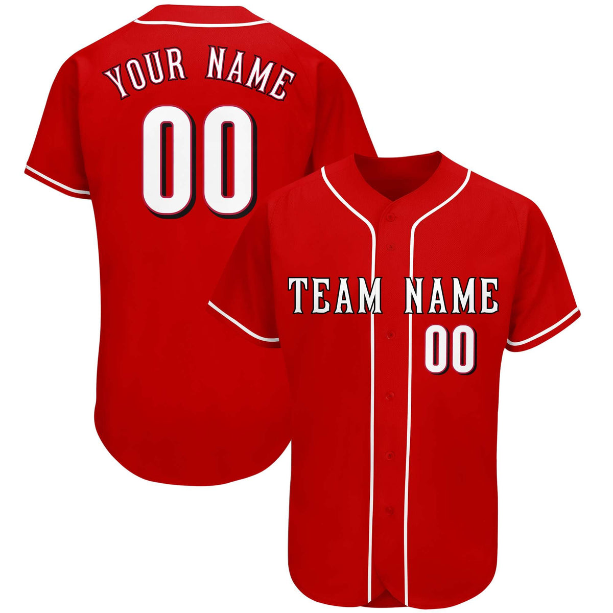 Custom Red Team Classic Style Authentic Baseball Jersey