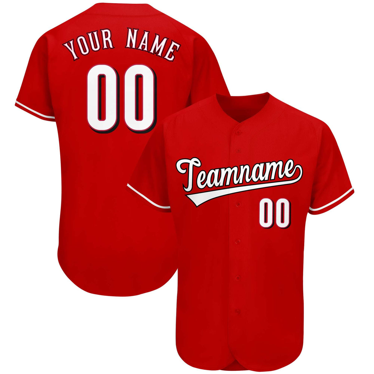 Custom Red Team Classic Style Authentic Baseball Jersey