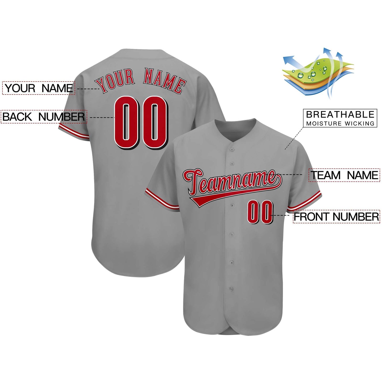 Custom Gray Team Classic Style Authentic Baseball Jersey