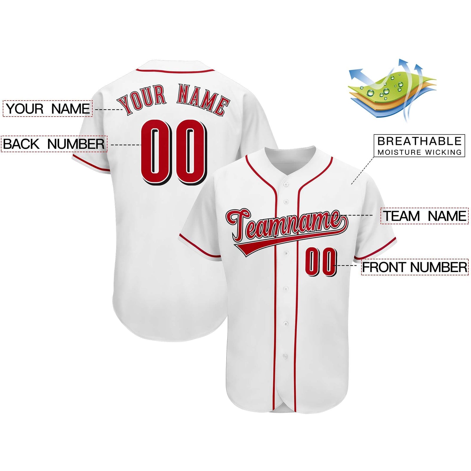 Custom White Team Classic Style Authentic Baseball Jersey