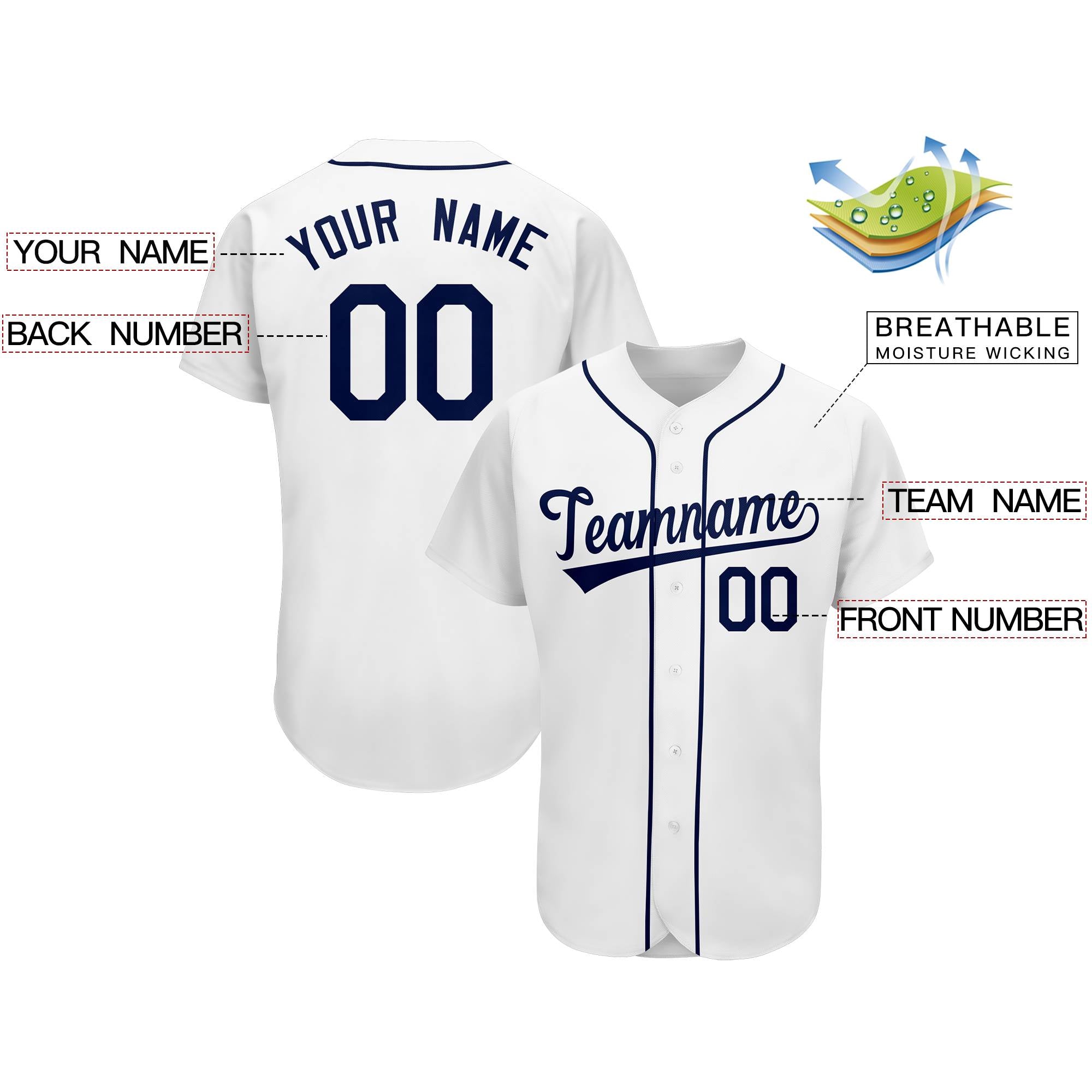 Custom White Team Classic Authentic Baseball Jersey